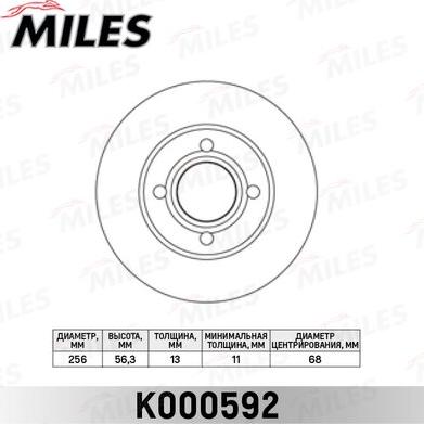 Miles K000592 - Тормозной диск autospares.lv