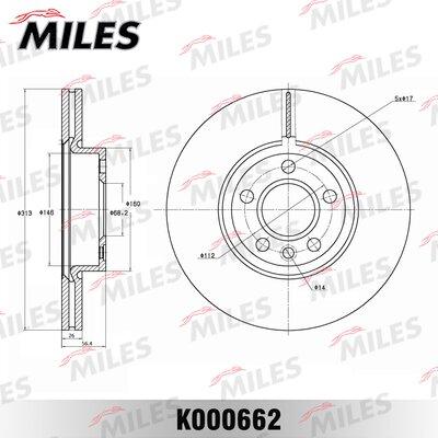 Miles K000662 - Тормозной диск autospares.lv