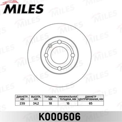 Miles K000606 - Тормозной диск autospares.lv