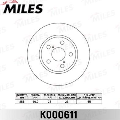 Miles K000611 - Тормозной диск autospares.lv