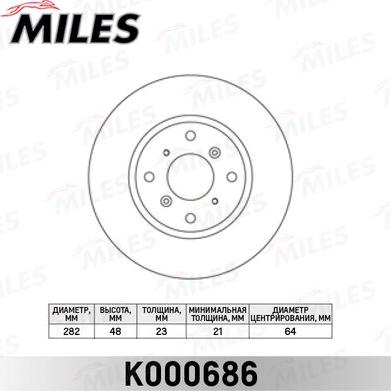 Miles K000686 - Тормозной диск autospares.lv