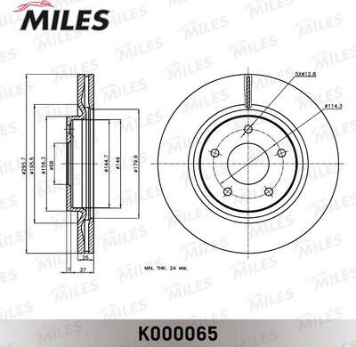 Miles K000065 - Тормозной диск autospares.lv