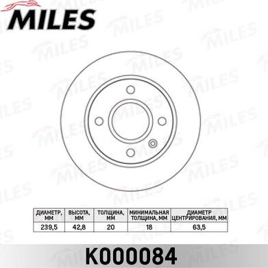 Miles K000084 - Тормозной диск autospares.lv