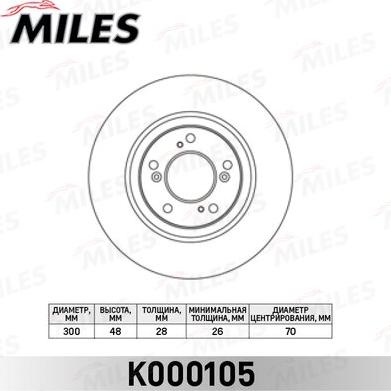 Miles K000105 - Тормозной диск autospares.lv