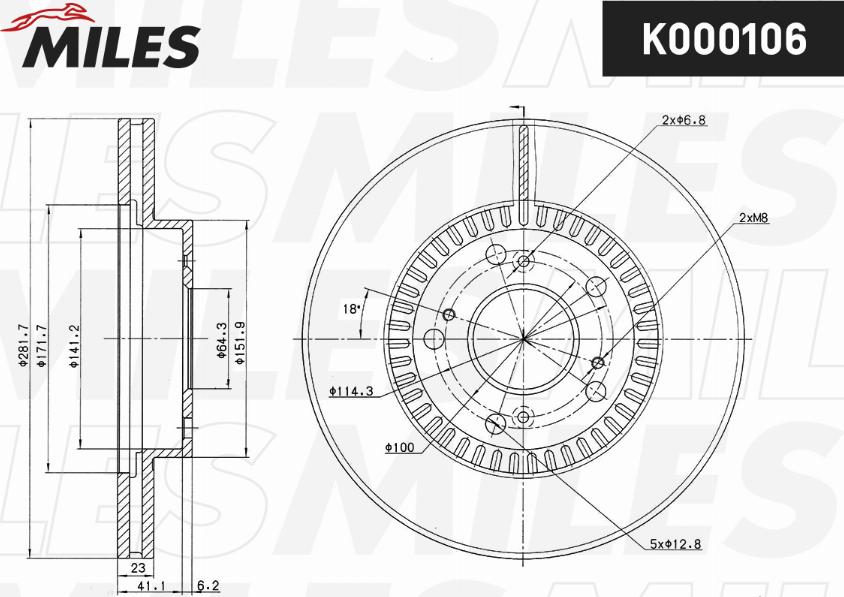 Miles K000106 - Тормозной диск autospares.lv