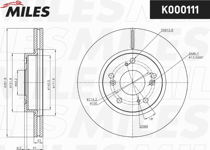 Miles K000111 - Тормозной диск autospares.lv