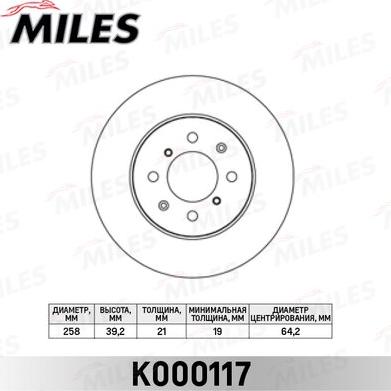 Miles K000117 - Тормозной диск autospares.lv