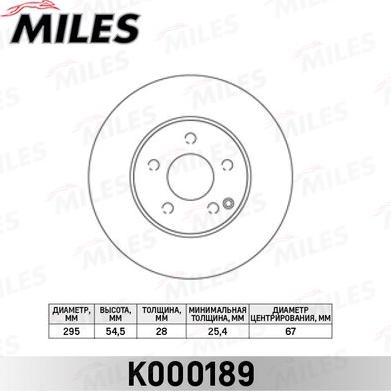 Miles K000189 - Тормозной диск autospares.lv