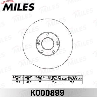 Miles K000899 - Тормозной диск autospares.lv