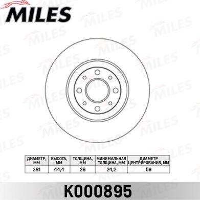 Miles K000895 - Тормозной диск autospares.lv