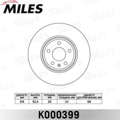 Miles K000399 - Тормозной диск autospares.lv