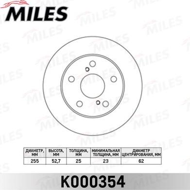 Miles K000354 - Тормозной диск autospares.lv