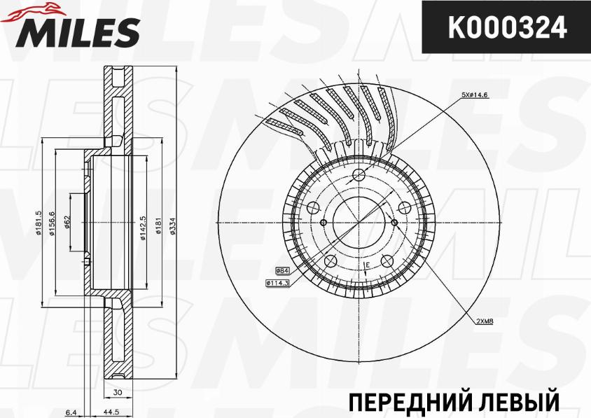 Miles K000324 - Тормозной диск autospares.lv