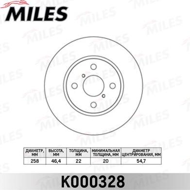Miles K000328 - Тормозной диск autospares.lv