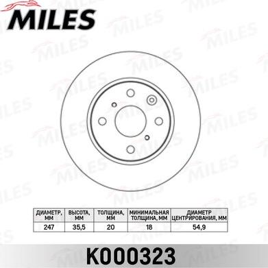 Miles K000323 - Тормозной диск autospares.lv