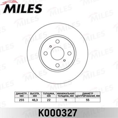 Miles K000327 - Тормозной диск autospares.lv