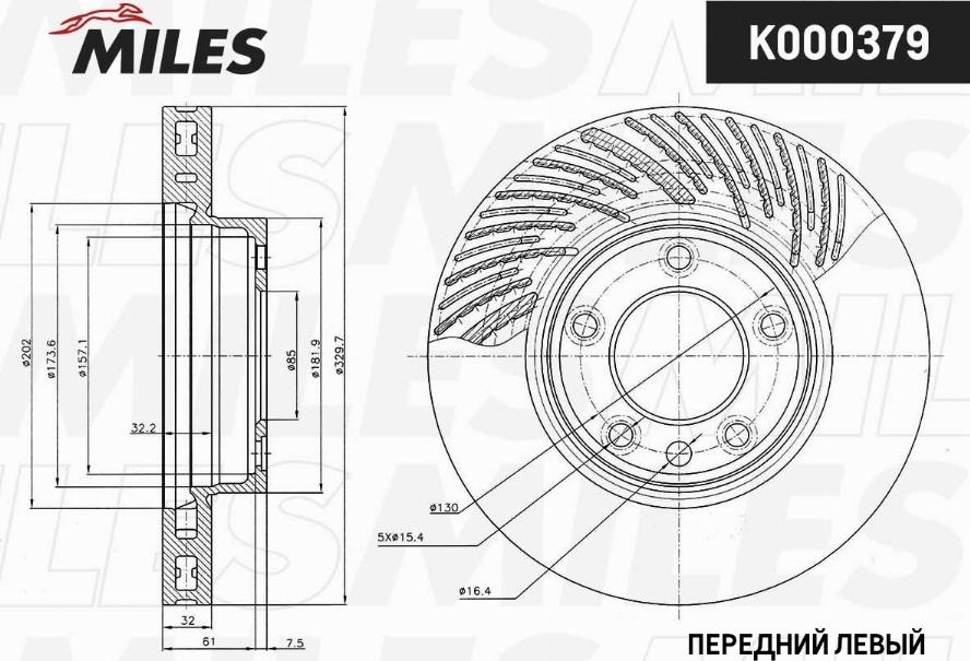 Miles K000379 - Тормозной диск autospares.lv