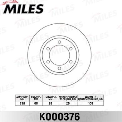 Miles K000376 - Тормозной диск autospares.lv