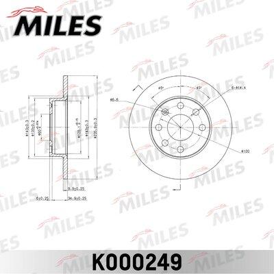 Miles K000249 - Тормозной диск autospares.lv