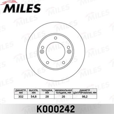 Miles K000242 - Тормозной диск autospares.lv