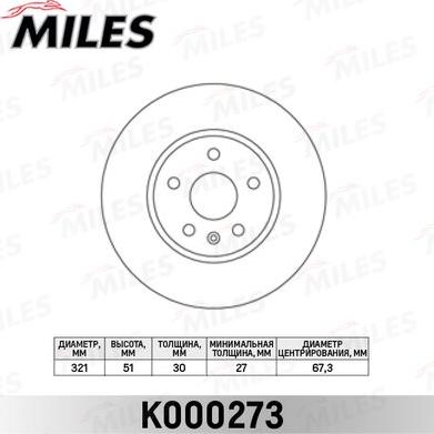 Miles K000273 - Тормозной диск autospares.lv