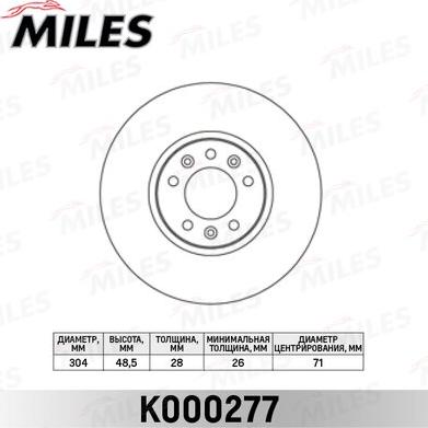 Miles K000277 - Тормозной диск autospares.lv