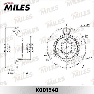 Miles K001540 - Тормозной диск autospares.lv