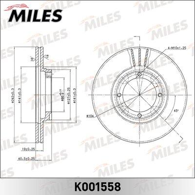 Miles K001558 - Тормозной диск autospares.lv