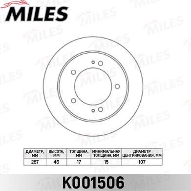 Miles K001506 - Тормозной диск autospares.lv