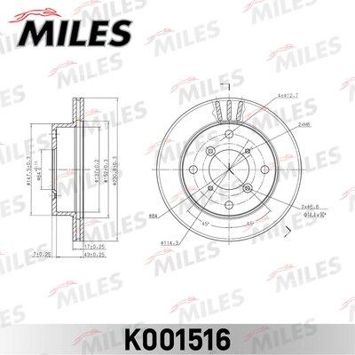 Miles K001516 - Тормозной диск autospares.lv