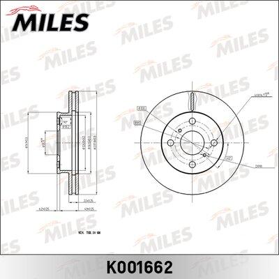 Miles K001662 - Тормозной диск autospares.lv