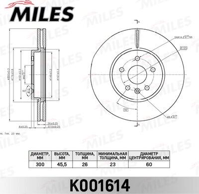 Miles K001614 - Тормозной диск autospares.lv