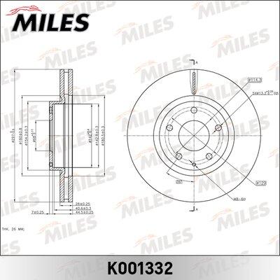 Miles K001332 - Тормозной диск autospares.lv