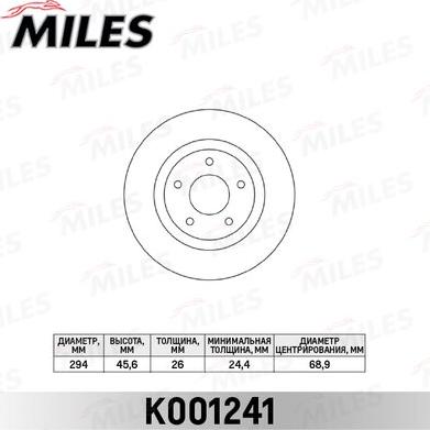 Miles K001241 - Тормозной диск autospares.lv