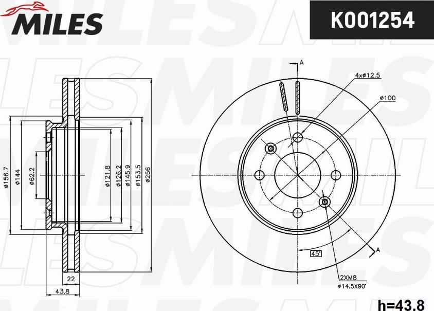 Miles K001254 - Тормозной диск autospares.lv