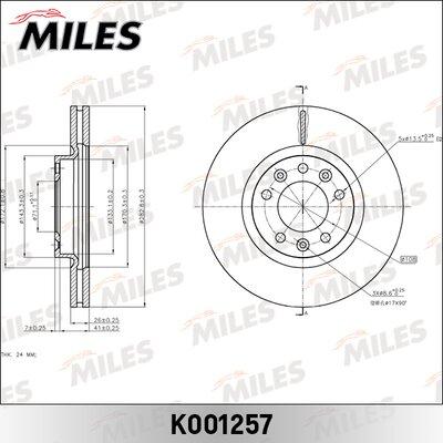 Miles K001257 - Тормозной диск autospares.lv