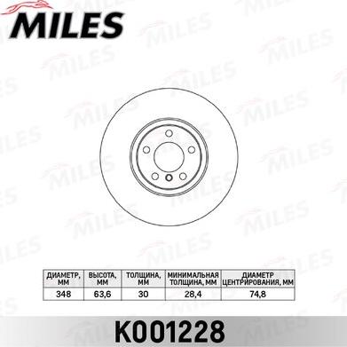 Miles K001228 - Тормозной диск autospares.lv