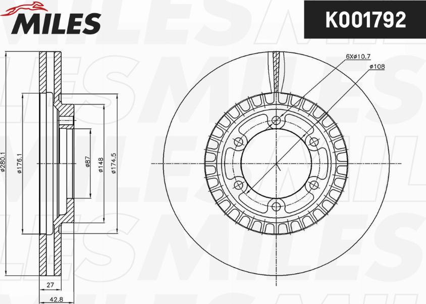 Miles K001792 - Тормозной диск autospares.lv