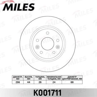 Miles K001711 - Тормозной диск autospares.lv