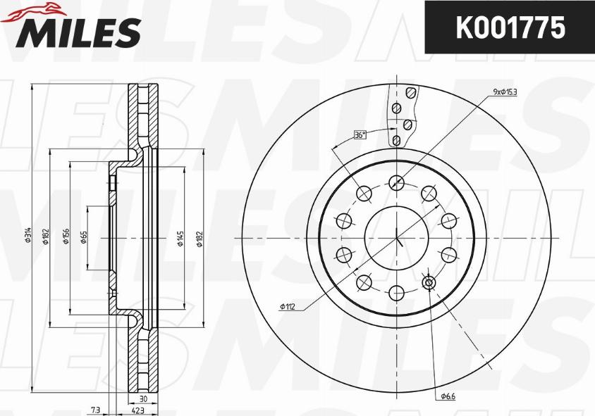 Miles K001775 - Тормозной диск autospares.lv