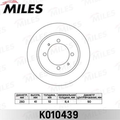 Miles K010439 - Тормозной диск autospares.lv