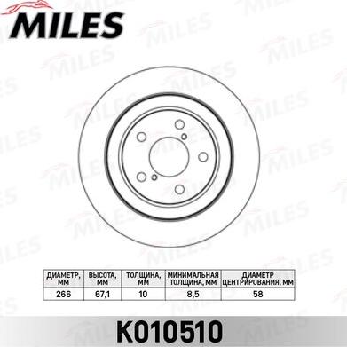 Miles K010510 - Тормозной диск autospares.lv