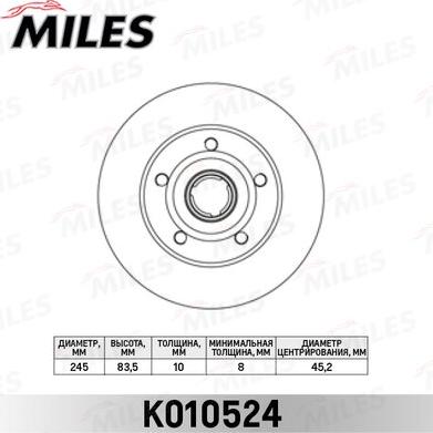 Miles K010524 - Тормозной диск autospares.lv