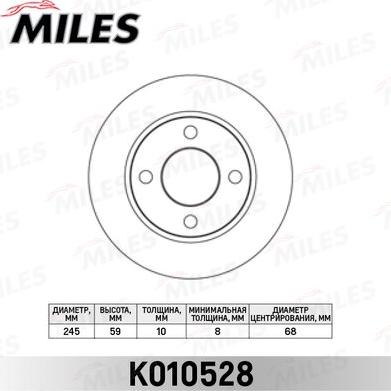 Miles K010528 - Тормозной диск autospares.lv