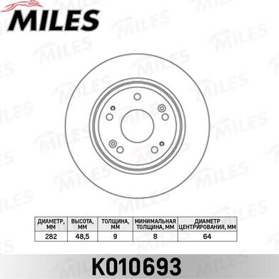 Miles K010693 - Тормозной диск autospares.lv