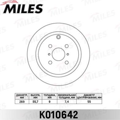 Miles K010642 - Тормозной диск autospares.lv