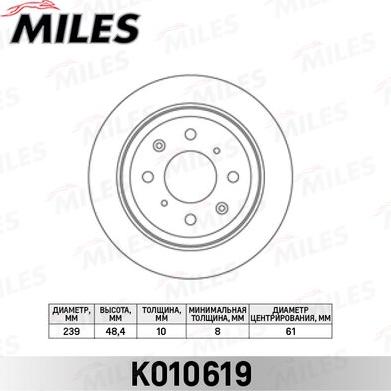 Miles K010619 - Тормозной диск autospares.lv