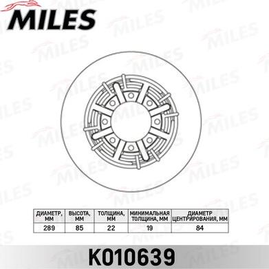 Miles K010639 - Тормозной диск autospares.lv