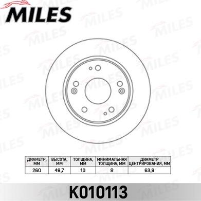 Miles K010113 - Тормозной диск autospares.lv
