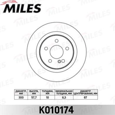 Miles K010174 - Тормозной диск autospares.lv